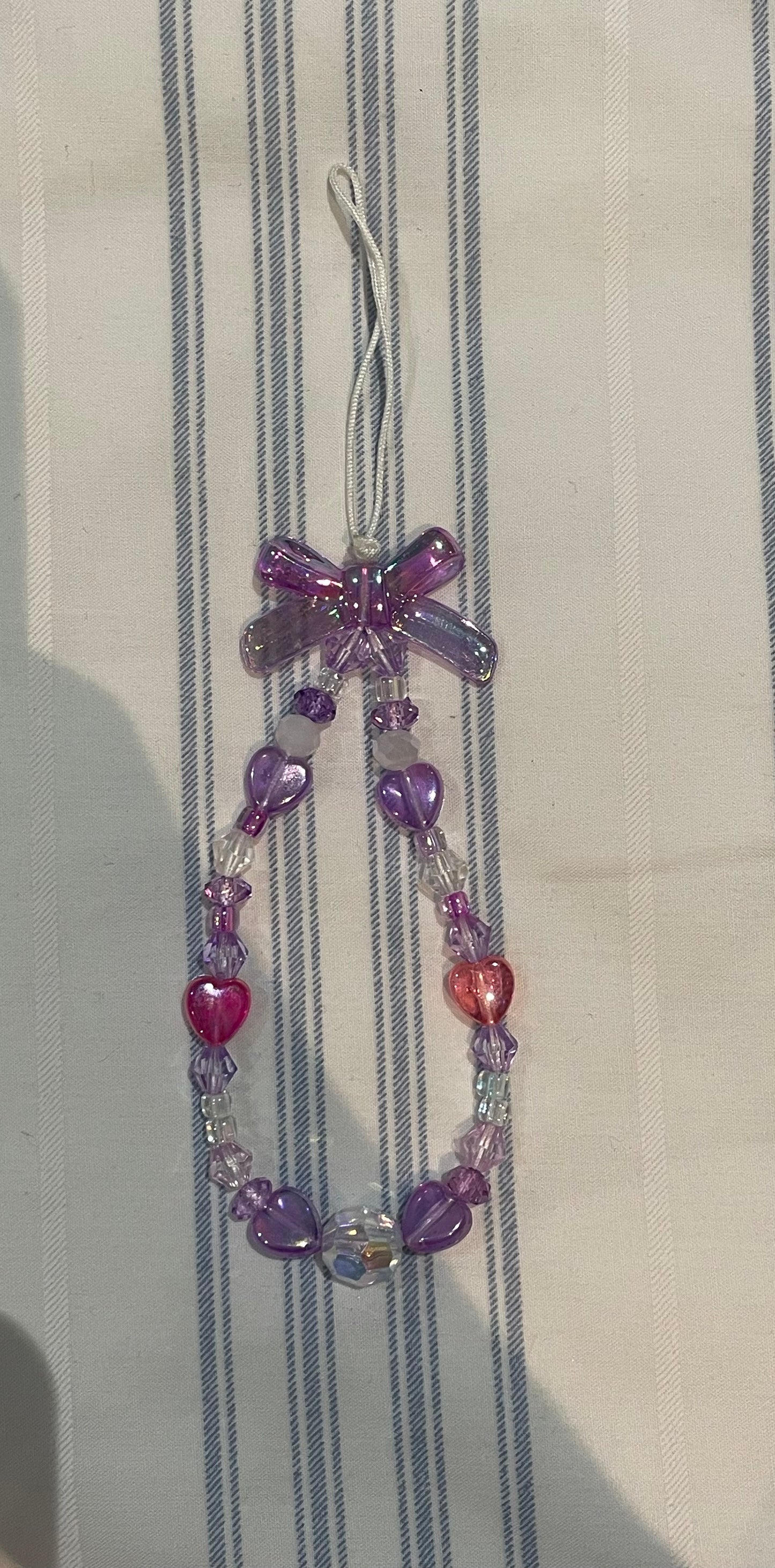 Handmade Cute Purple Bead Phone Lanyard (small size)