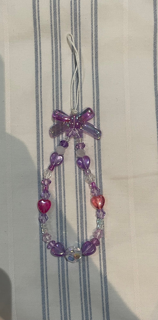 Handmade Cute Purple Bead Phone Lanyard (small size)