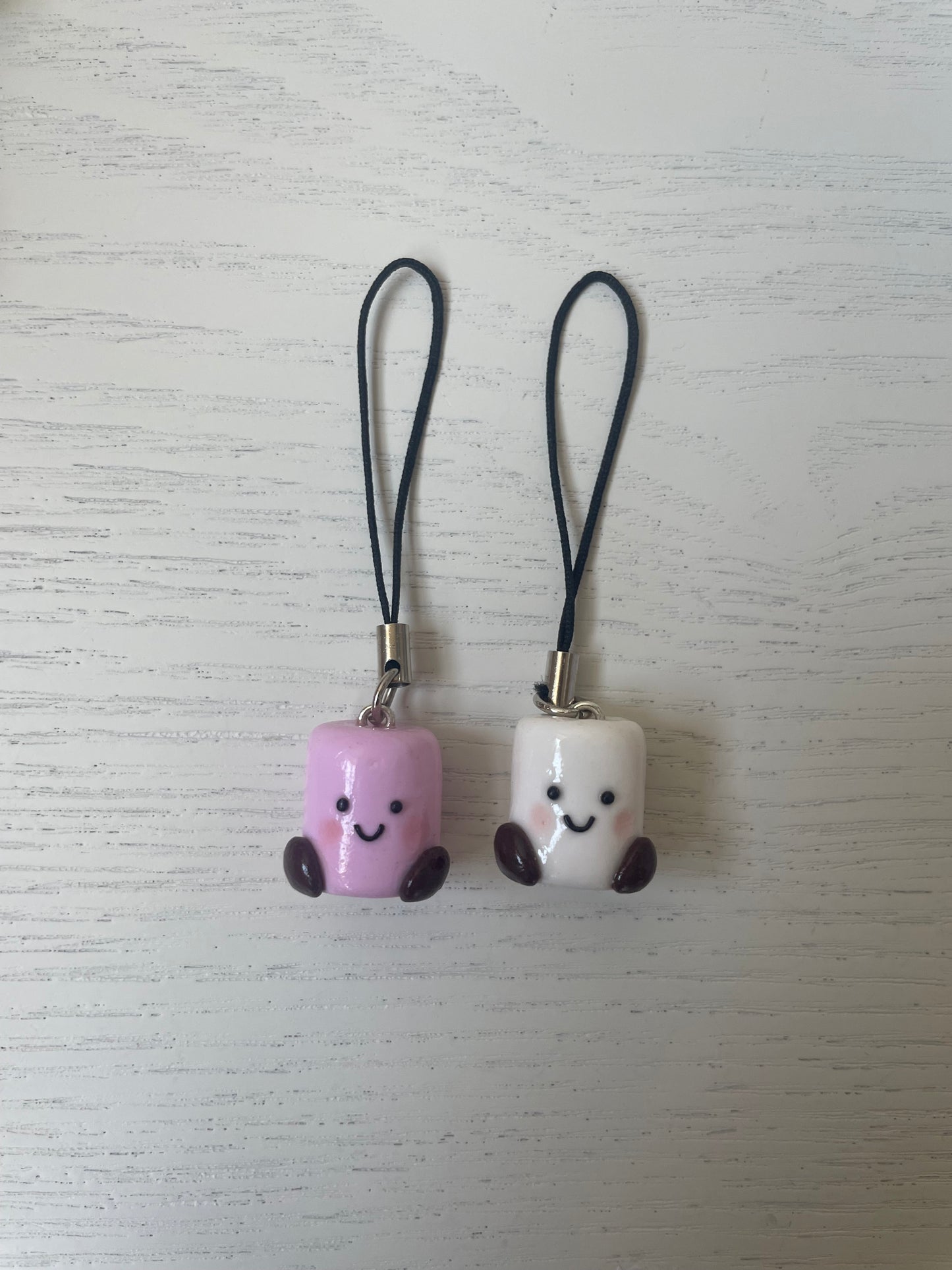 Jelly Inspired Pink and White Marshmallow Keyring