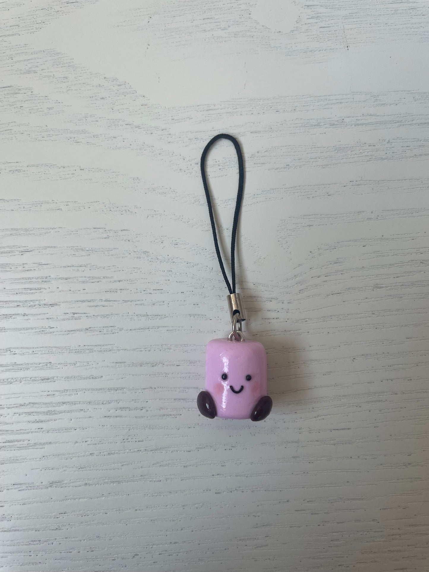Jelly Inspired Pink and White Marshmallow Keyring